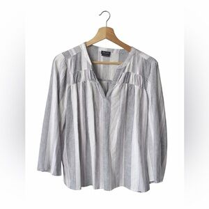 Splendid Striped Linen Blend V-Neck Blouse Size M